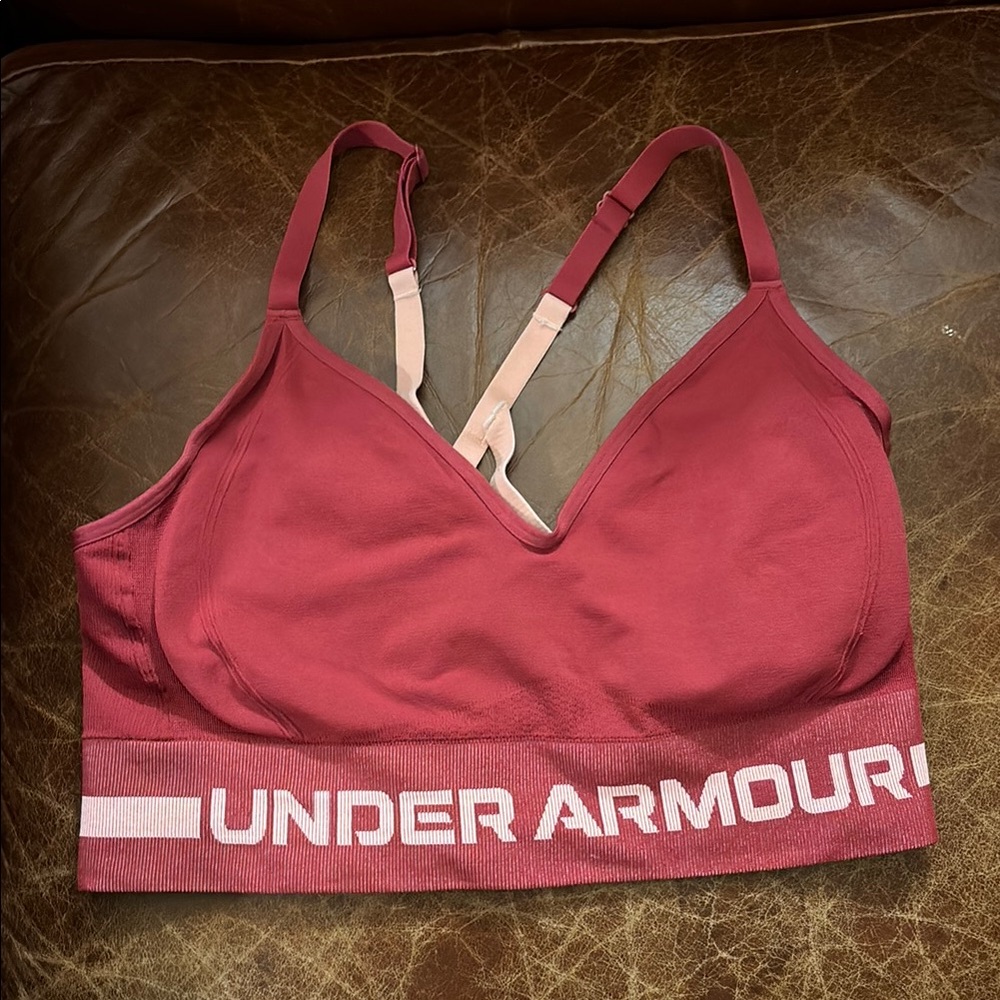 Under Armour Compression dark pink Sports Bra XL EUC
